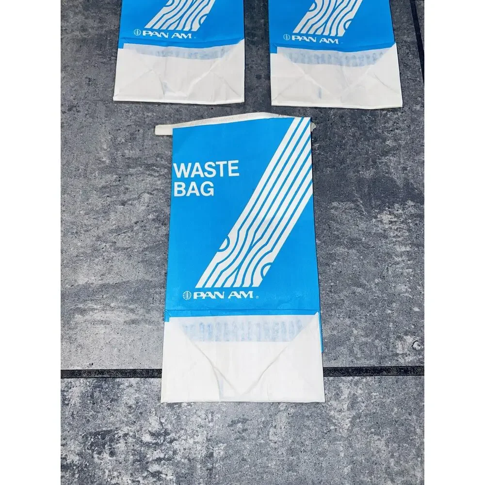 3 Vintage PAN AM Airline paper waste bag new Lot Airplane PANAM Vintage Logo